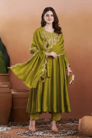 Embroidered Cotton Silk Stitched Anarkali Gown