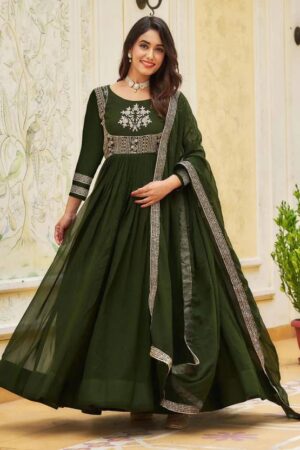 Embroidered Georgette Stitched Anarkali Gown