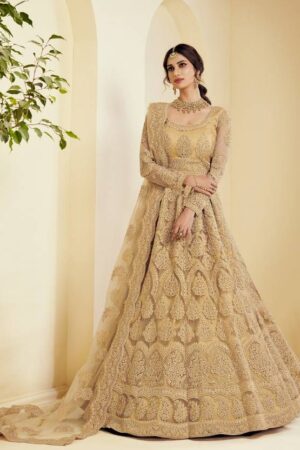 Embroidered Net Semi Stitched Flared