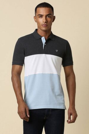 Men Colorblock Polo Neck Cotton Blend Multicolor T-Shirt