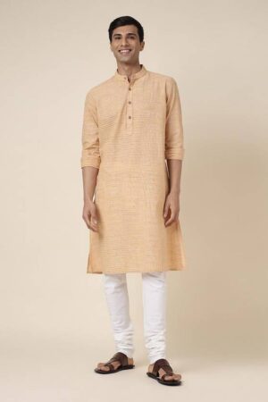 Men Woven Design Pure Cotton Straight Kurta