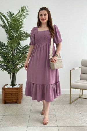 Women Fit and Flare Purple Midi/Calf Length Dress