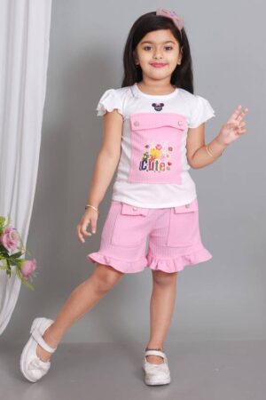 Girls Party(Festive) Top Pant (PINK , WHITE)