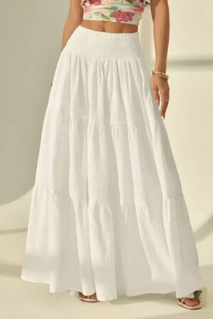 LOOKSHINE Women Solid Flared White Skirt