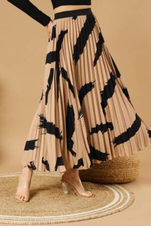 Herway Women Printed A-line Beige Skirt