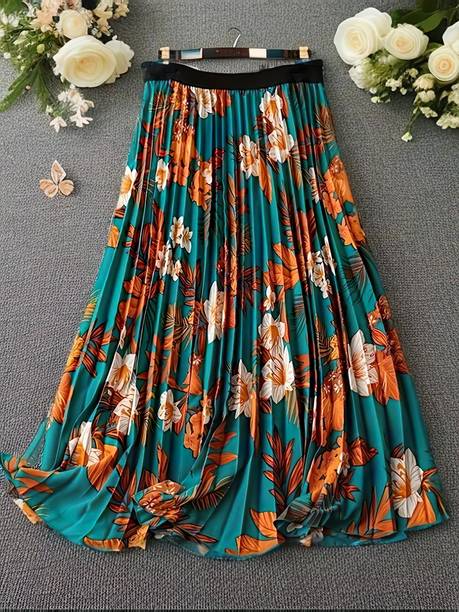 LOOKSHINE Women Floral Print A-line Multicolor Skirt