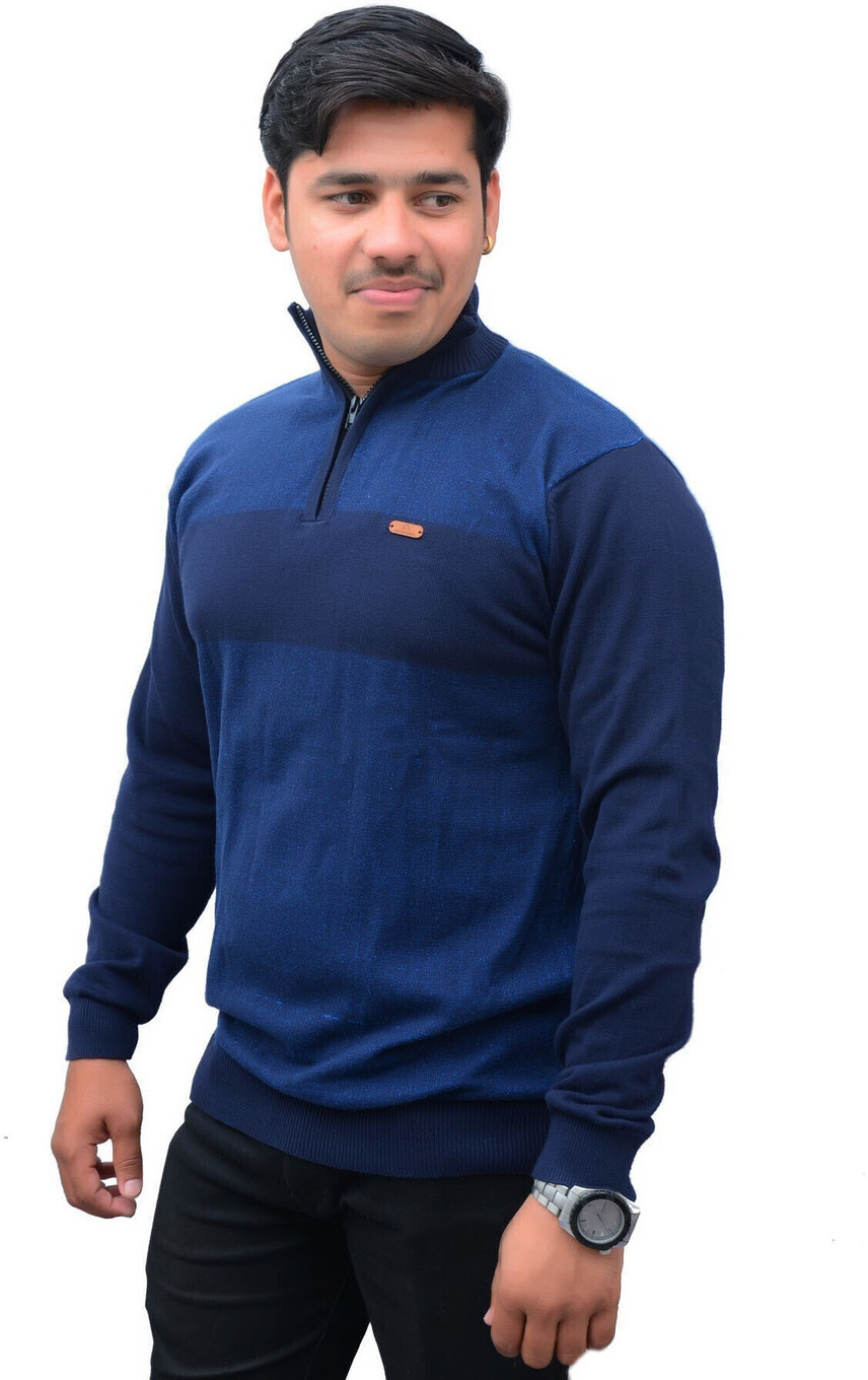 CottonAvenue Men Self Design High Neck Cotton Blend Multicolor