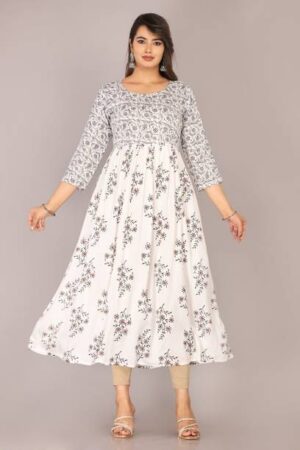 HouseOfCommon Women Printed Viscose Rayon Anarkali Kurta
