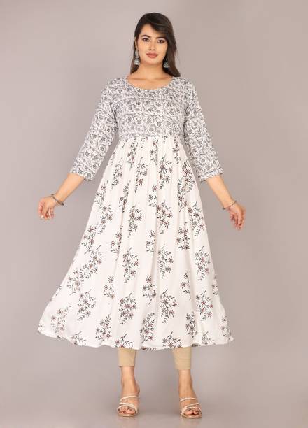 HouseOfCommon Women Printed Viscose Rayon Anarkali Kurta