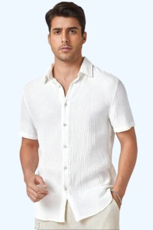 Mahastree Men Regular Fit Solid Mandarin Collar Casual Shirt