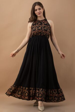 Purshottam Wala Women Ethnic Dress Black Ankle Length Dress