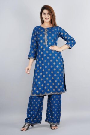 Raj Garments Women Viscose Rayon Kurta Palazzo Set