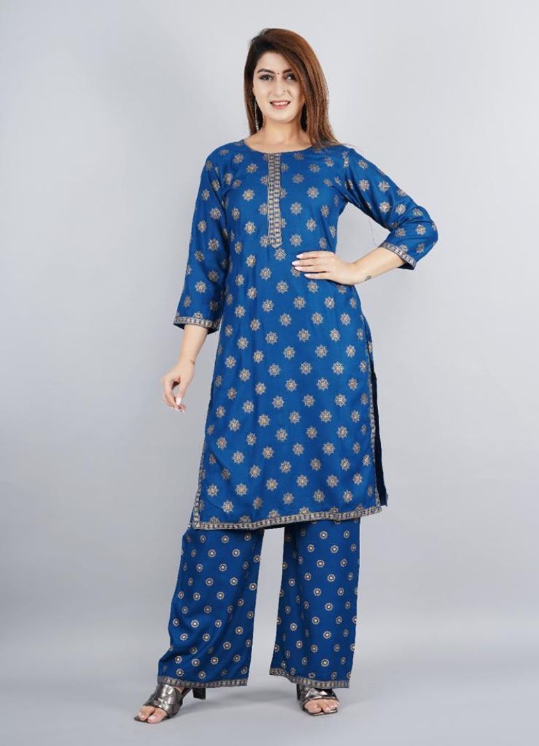 Raj Garments Women Viscose Rayon Kurta Palazzo Set