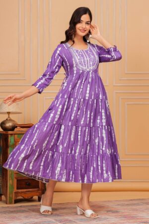 aziino Embroidered Viscose Rayon Stitched Anarkali Gown