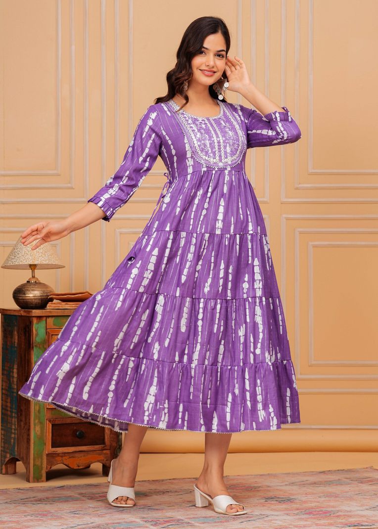 aziino Embroidered Viscose Rayon Stitched Anarkali Gown