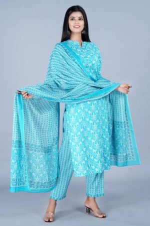 s r garments Women Cotton Blend Kurta Pant Set
