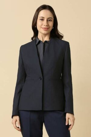 Allen Solly Women Solid Single Breasted Formal Blazer (Black)