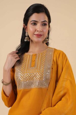 Divyanti Women Tussar Silk Ethnic Top Pant Set