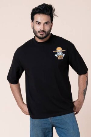 RR GARMENTS Men Graphic Print Round Neck Pure Cotton Black T-Shir...