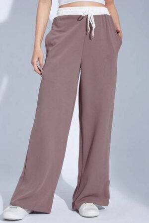 Selvia Women Relaxed Purple Lycra Blend Trousers