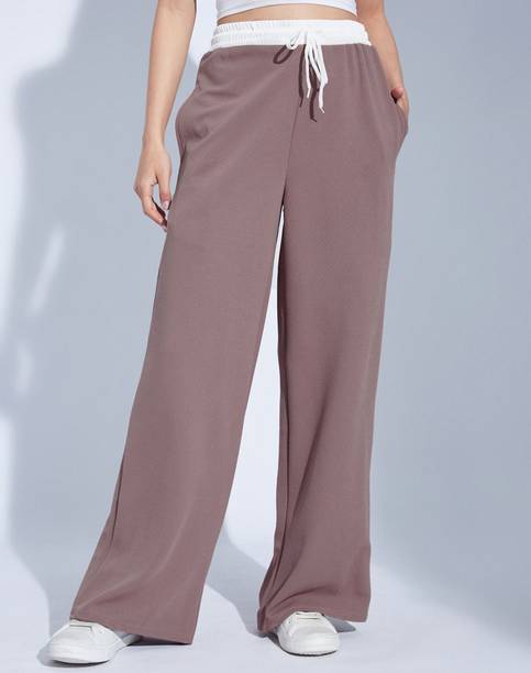 Selvia Women Relaxed Purple Lycra Blend Trousers
