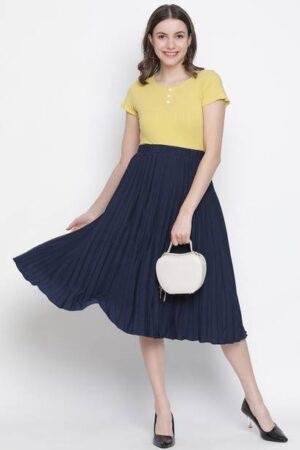 Women Solid Divided Dark Blue Skirt