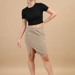 Women Printed Divided Beige Skirt