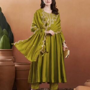 Embroidered Cotton Silk Stitched Anarkali Gown
