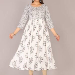 HouseOfCommon Women Printed Viscose Rayon Anarkali Kurta