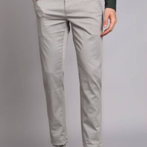 Men Slim Fit Grey Polyester Trousers