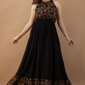 Purshottam Wala Women Ethnic Dress Black Ankle Length Dress
