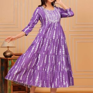 aziino Embroidered Viscose Rayon Stitched Anarkali Gown