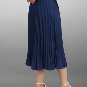 Deklook Women Solid Pleated Blue Skirt