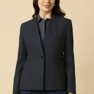 Allen Solly Women Solid Single Breasted Formal Blazer (Black)