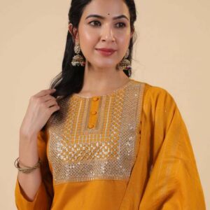 Divyanti Women Tussar Silk Ethnic Top Pant Set