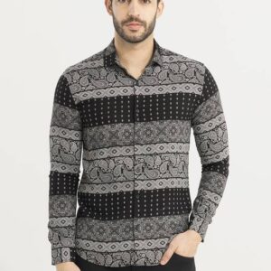 Men Slim Fit Printed Spread Collar Casual Shirt