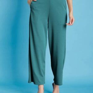Selvia Women Relaxed Dark Green Lycra Blend Trousers